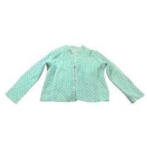 Vintage Turquoise Quilted Reversible Jacket Floral Cottage Core‎ Boho Grandma